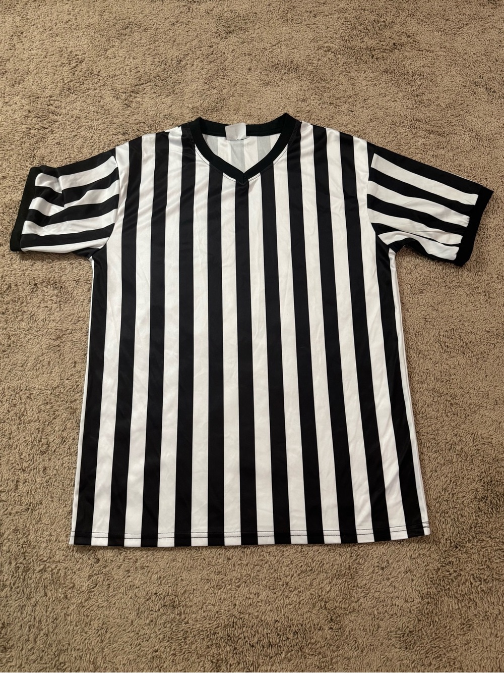 Men’s Black & White Striped Referee Shirt or Costume